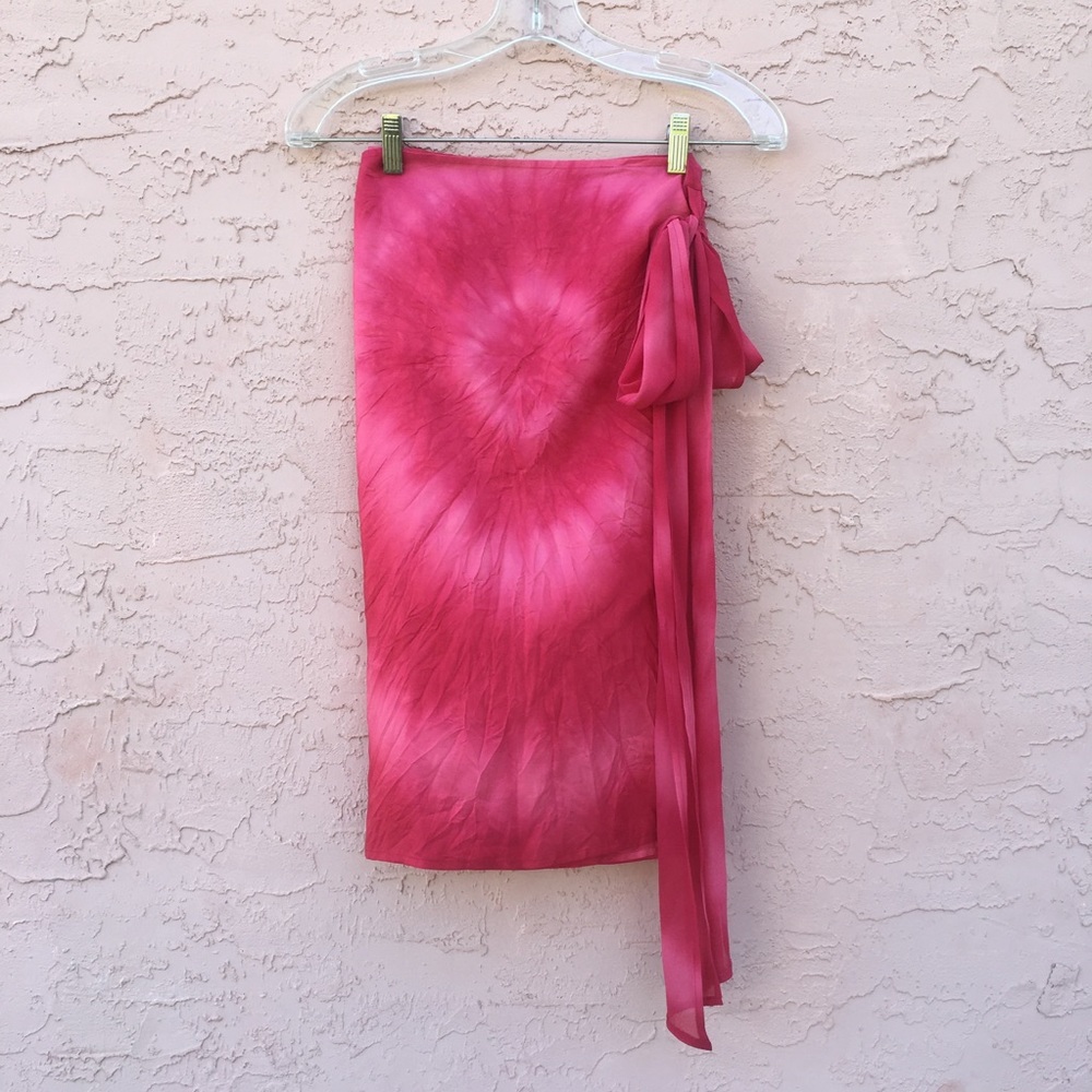 Express Silk Tie-Dye Marbled Wrap Skirt